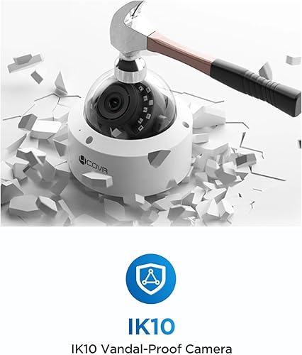 Miniatura 9 de Sistema de cámara de seguridad 4COVR PoE, 8X 5MP IK10 Cúpula IP67 a prueba de vandalismo con audio, NVR de 8 canales 4K con HDD de 2TB, detección AI