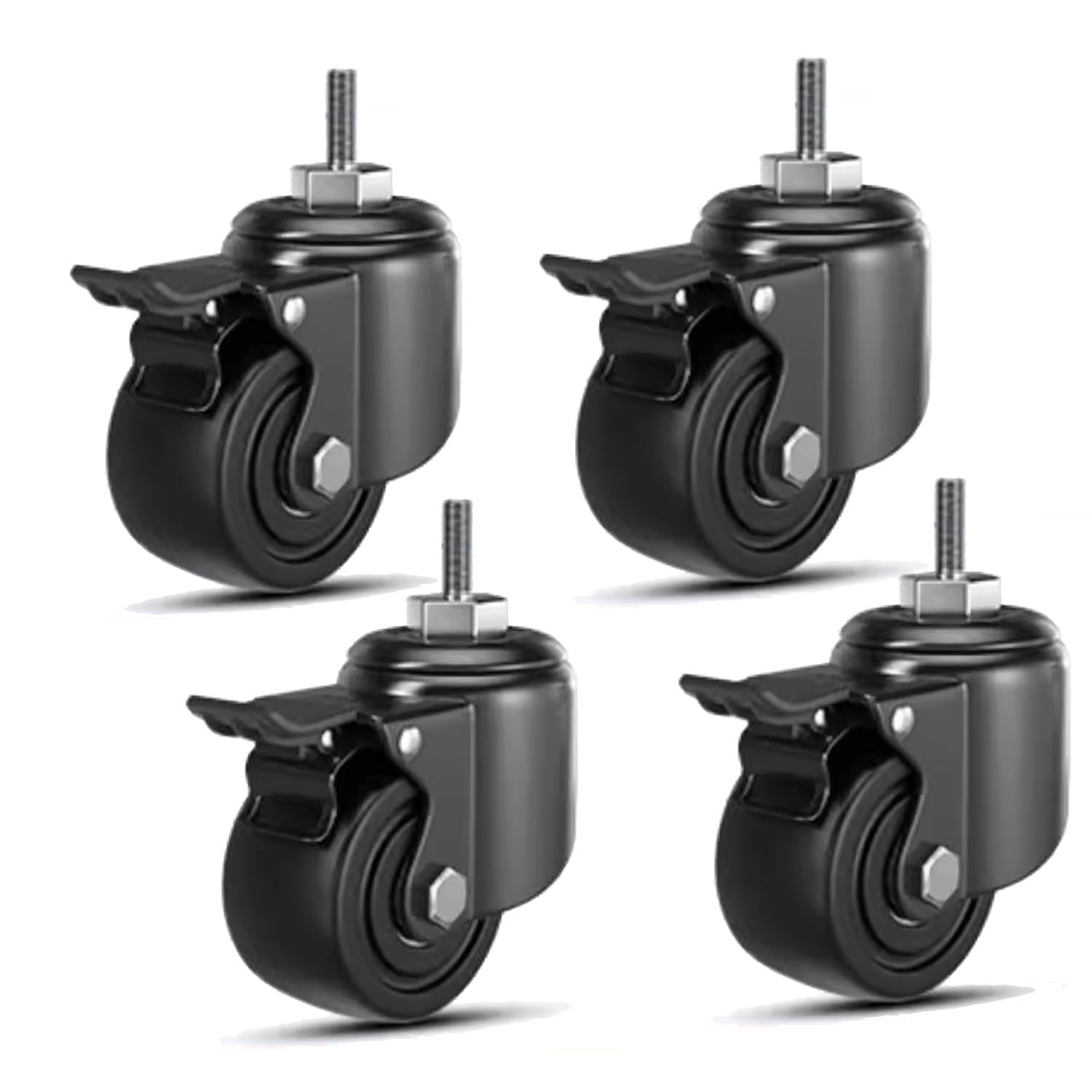 Roulettes pivotantes de 7,62 cm anti-bruit lot de 4 roues pour déplacer charges lourdes