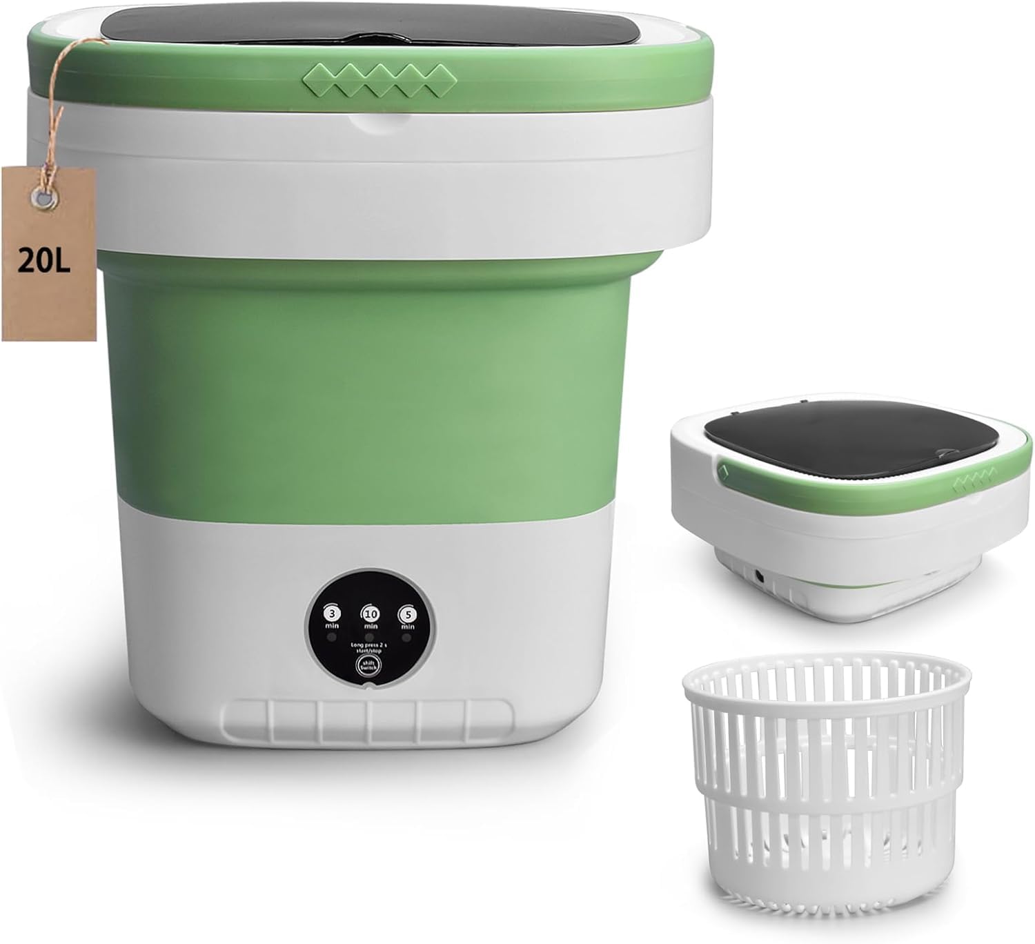 Photo 1 of Portable Washing Machine, 20L Foldable Washer with Spin Basket, Upgraded 3 Modes Deep Cleaning for Baby Clothes, Underwear & Socks, fit for Hotel, Travel, Camping, Apartment & Dorm