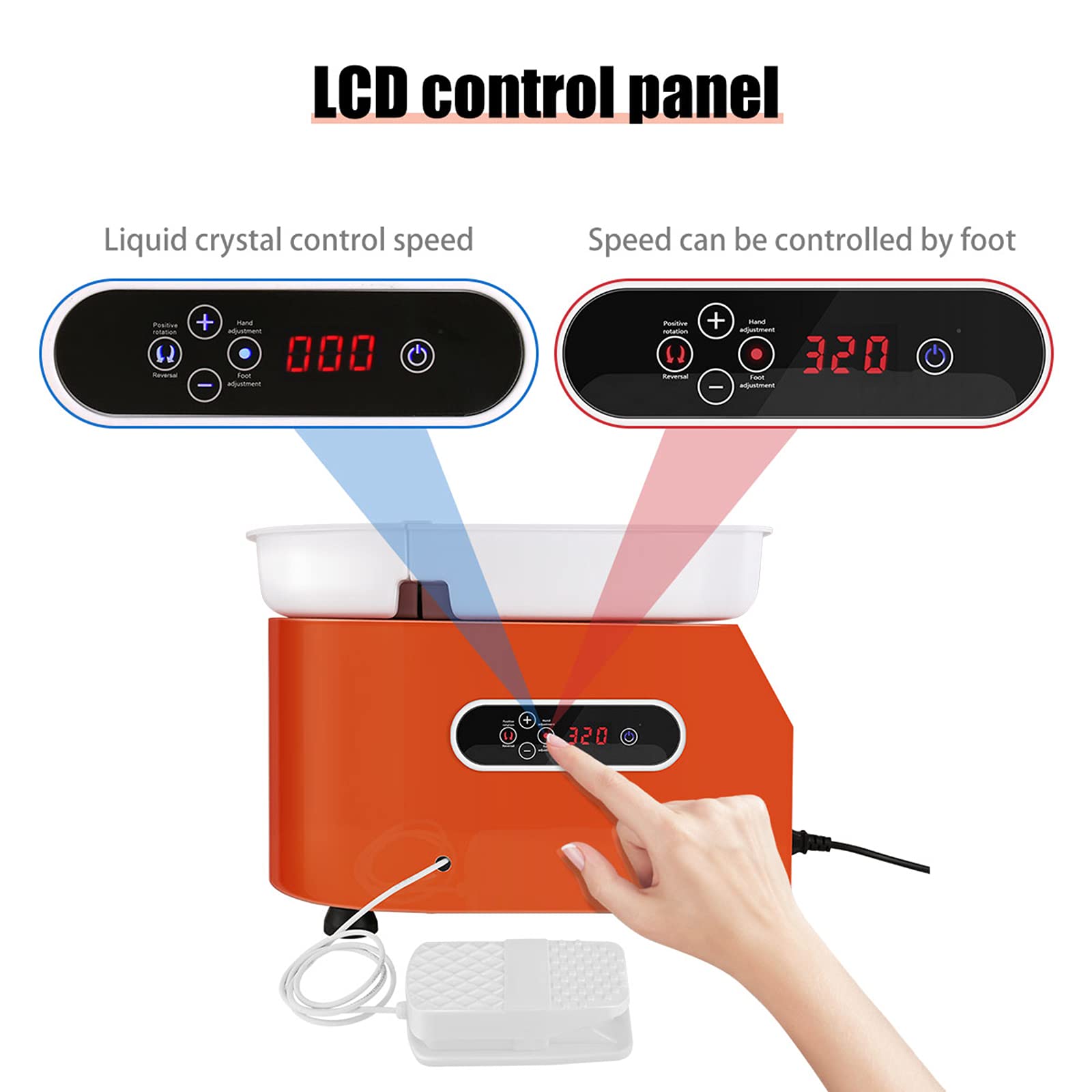 Torno de cerámica eléctrico de 350 W con Pantalla LCD, para Trabajos de cerámica, Manualidades con Arcilla, Herramientas de Bricolaje, Control Dual, versión Mejorada