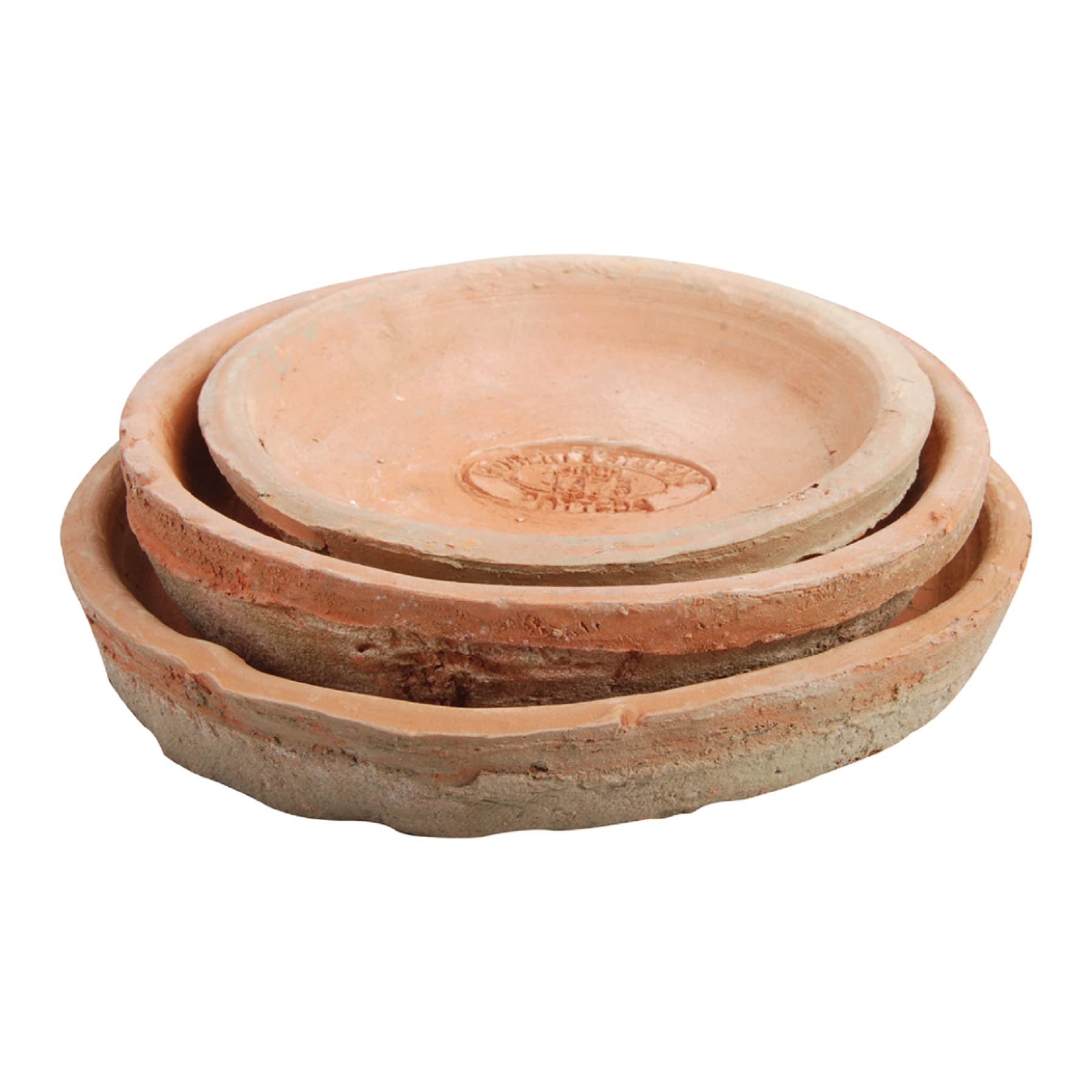Esschert Design AT02 Lot de 3 soucoupes rondes en terre cuite vieillie 14 x 14 x 2 cm