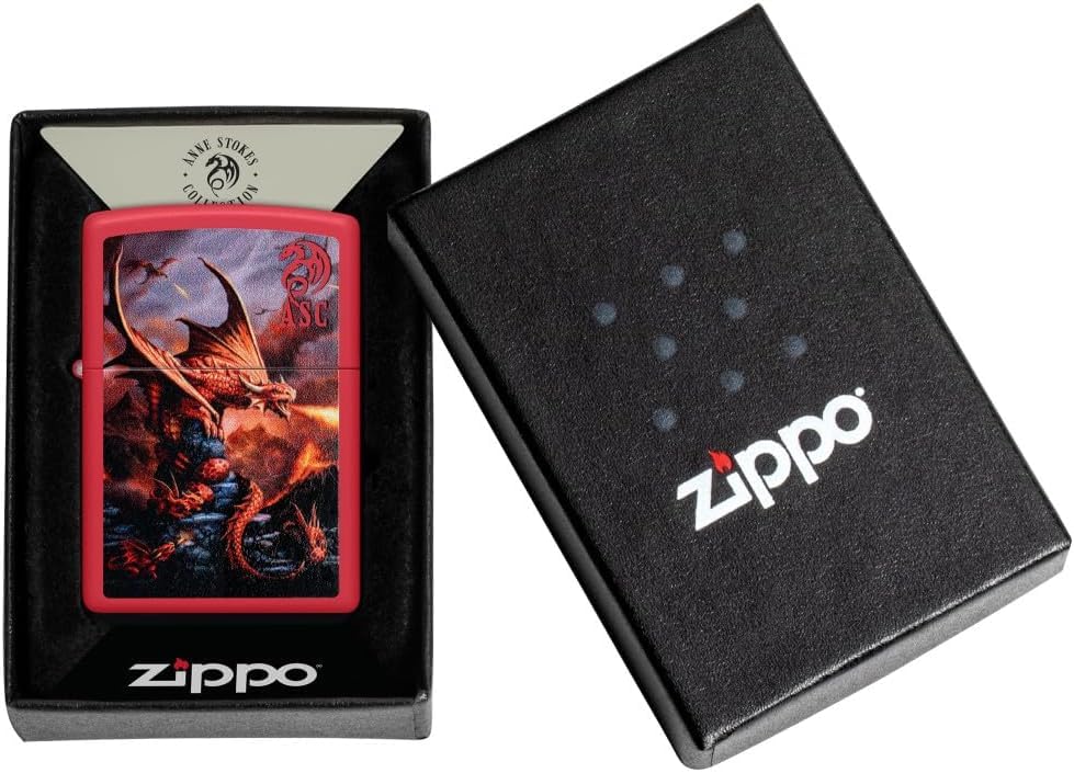 Encendedor Zippo con grabado personalizado diseño dragón rojo mate miniatura 7
