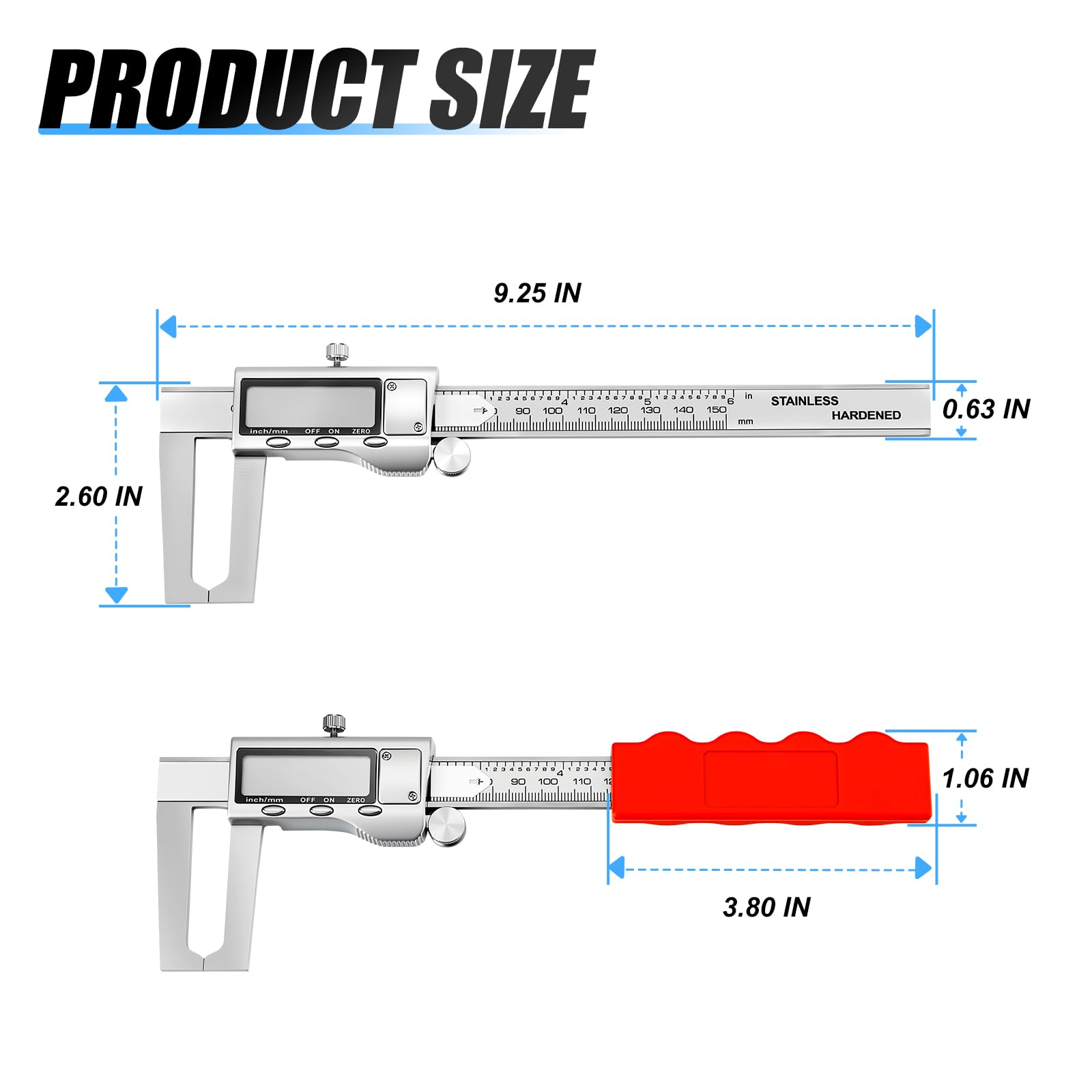 MEANLIN MEASURE Micromètre de rotor de frein à disque de 15,2 cm, outil de mesure numérique pour étriers à vernier, conversion pouce/métrique avec écran LCD pour frein à disque, outil de mesure de