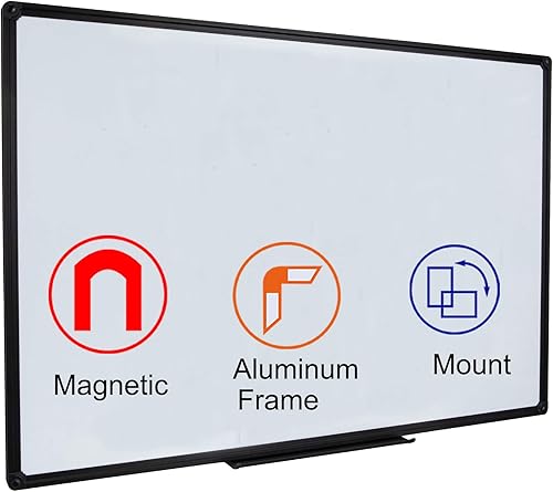 Miniatura 10 de Pizarra de borrado en seco para pared, 40 x 28 pulgadas, pizarra blanca magnética con bandeja para bolígrafos, pizarra blanca montada en la pared