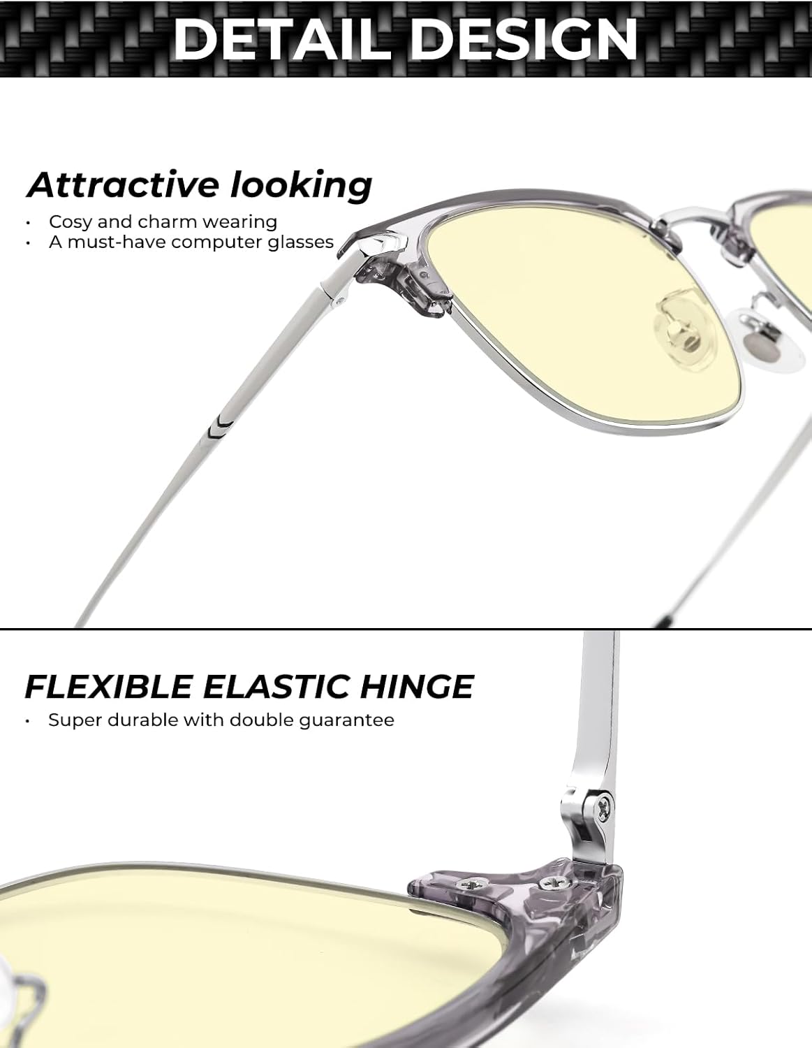 ZanyLen Blue Blocker Glasses for Men Metal Browline Computer Gaming Glasses Filter Blue Ray