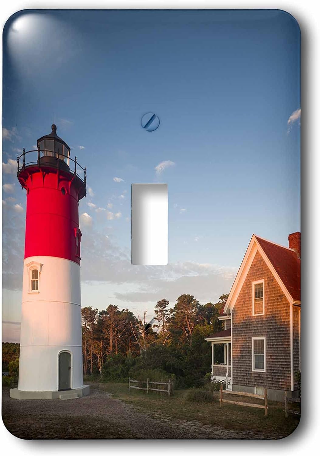 3dRose USA, Massachusetts, Cape Cod, Eastham, Nauset Lighthouse at dawn. 2 plug outlet cover