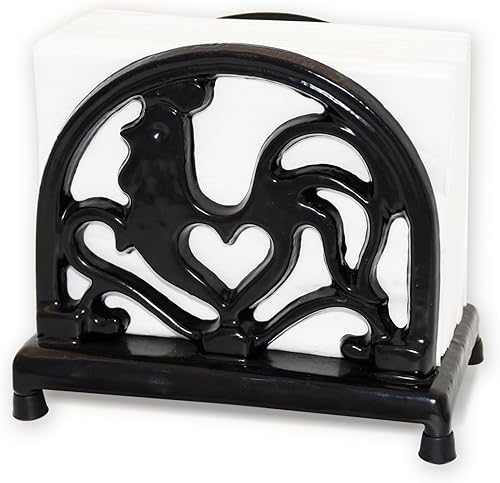 Servilletero de metal vintage, organizador de servilletas de hierro fundido pesado para cocina, restaurante, decoración del hogar, color negro