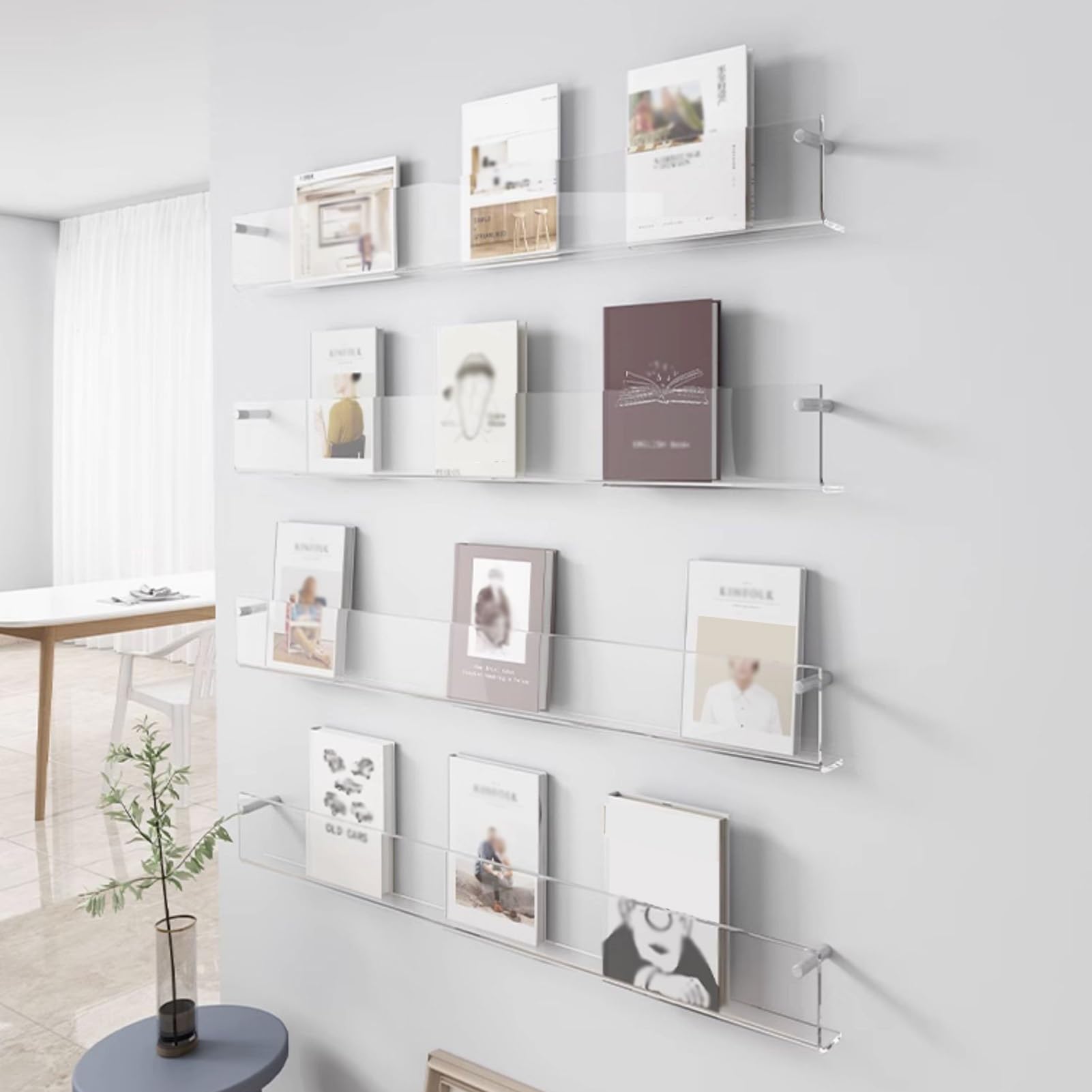 Stojak na czasopisma, naścienny, 2-warstwowy organizer na dokumenty do domu, biura, uchwyt do przechowywania literatury, broszury, półka ekspozycyjna na płyty winylowe, gazety, szkoły