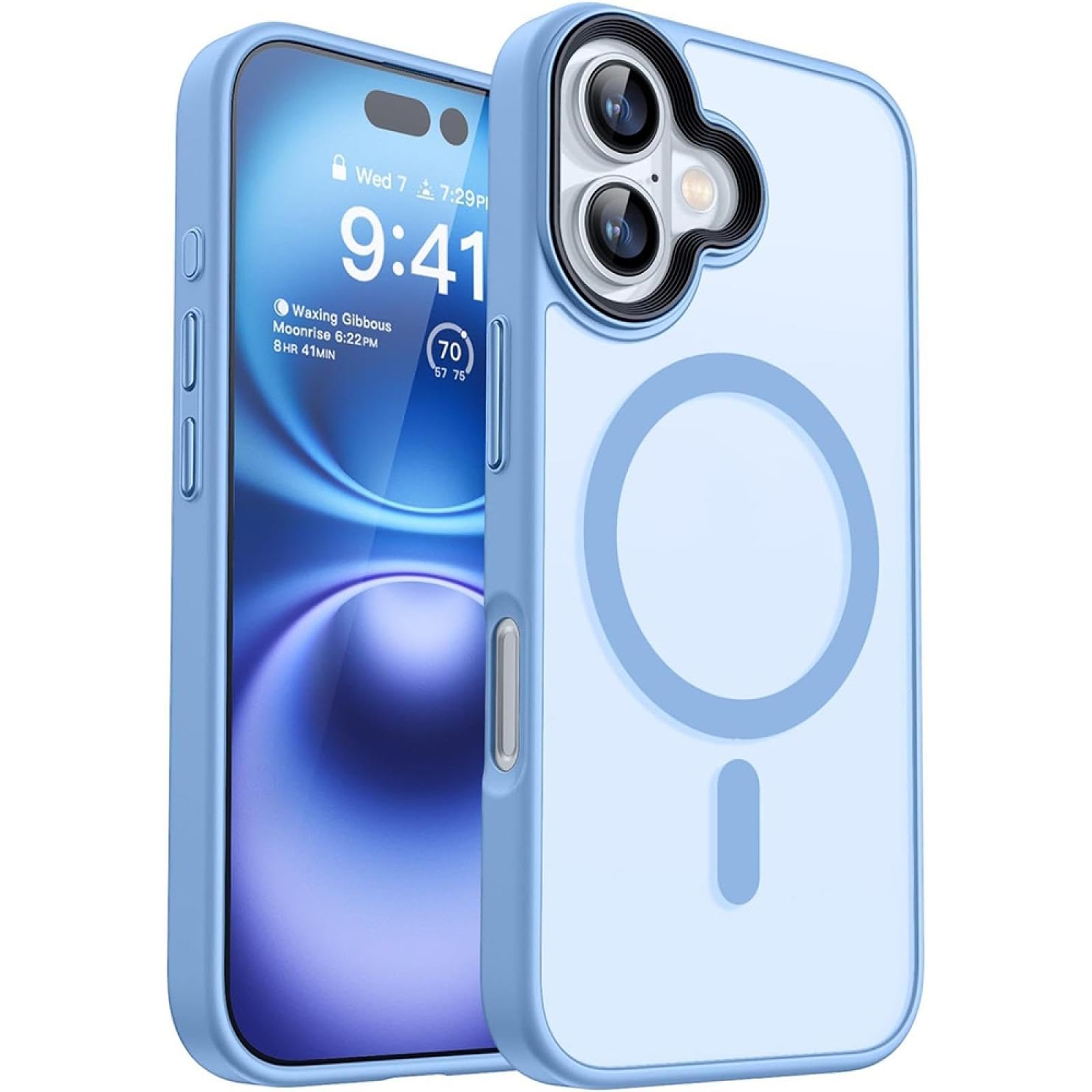 Coque Armor iPhone 14 Pro Max rigide hybride mate transparente bleu clair - 7