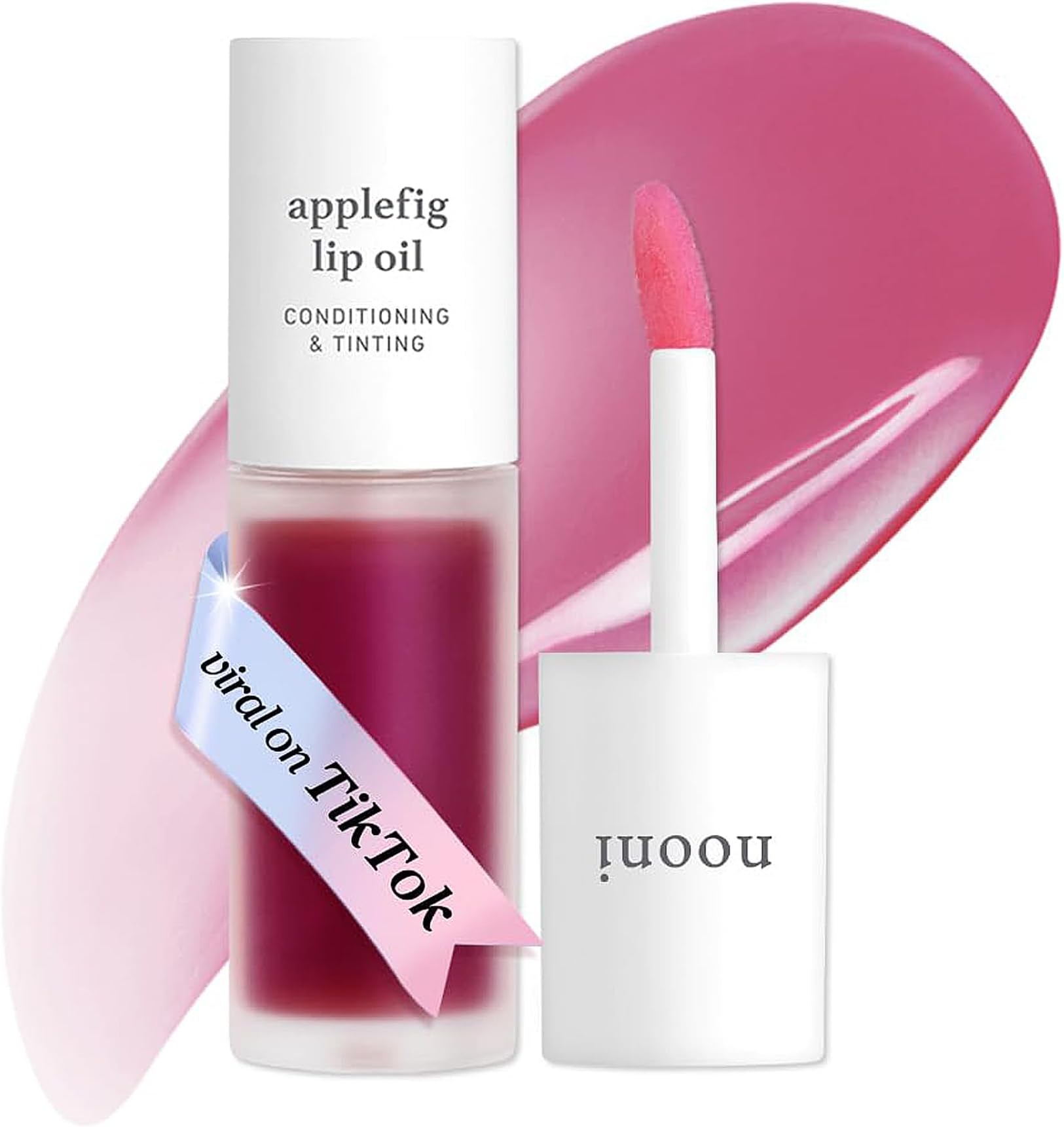 Korean Lip Oil - Applefig | Long-Lasting, Moisturizing, Plumping, Revitalizing for Dry Lips, Waterproof, No Peel Off, Hydrating, Nourishing Crystal Clear Lip Stain, 0.12 FL Oz