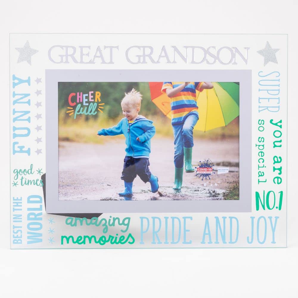 Widdop Great Grandson Photo Frame Freestanding Cheerfull Glass 6'' X 4'' Photo Frame Gift CF10064GGS