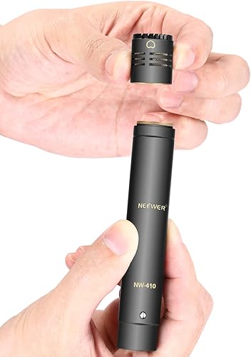 Miniatura 3 de NEEWER Paquete de 2 micrófonos de condensador con cápsulas intercambiables Omni Cardioide y Super Cardioide, Parabrisas de espuma, clip de micrófono