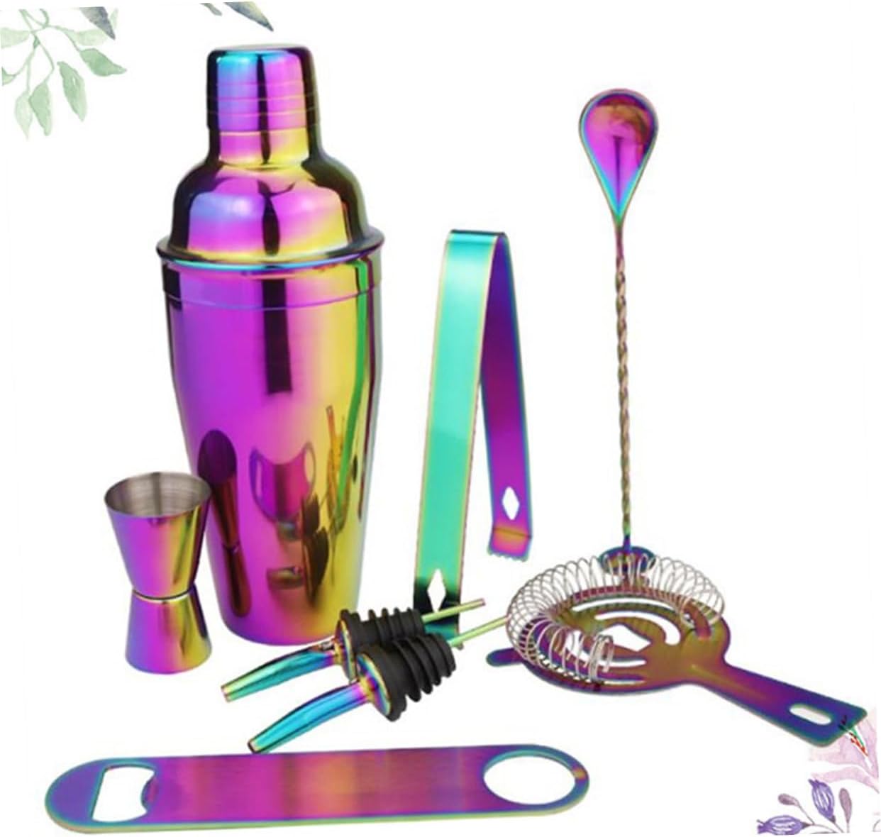 8pcs DIY Bartender Tool Cocktail Shaker Kit Stainless Steel Professional Plating Drink Mixer for Bar Restaurant