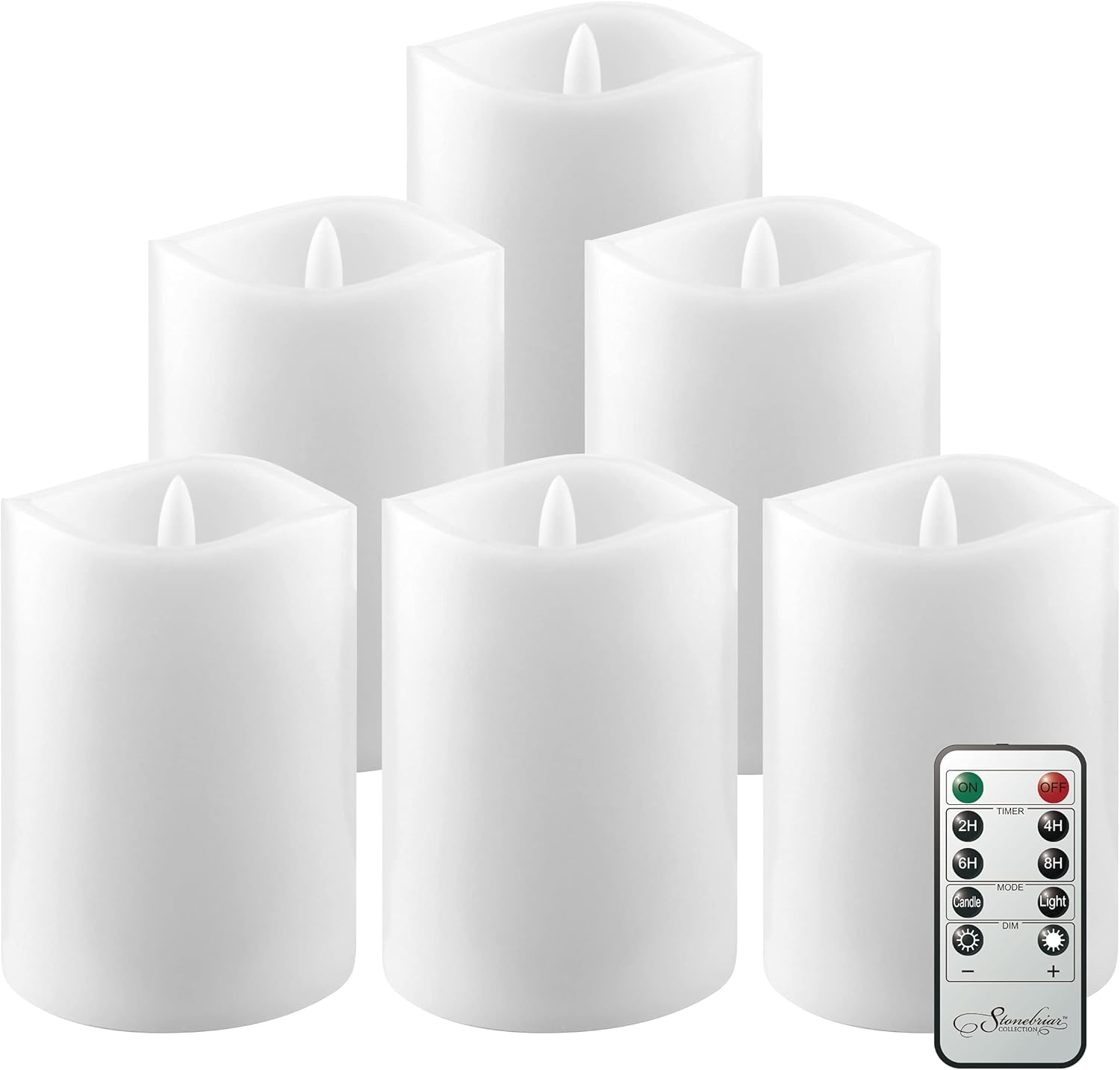 Stonebriar 6 Pack Real Wax 3x4 Flameless LED Pillar Candles with Remote and Timer : Everything Else