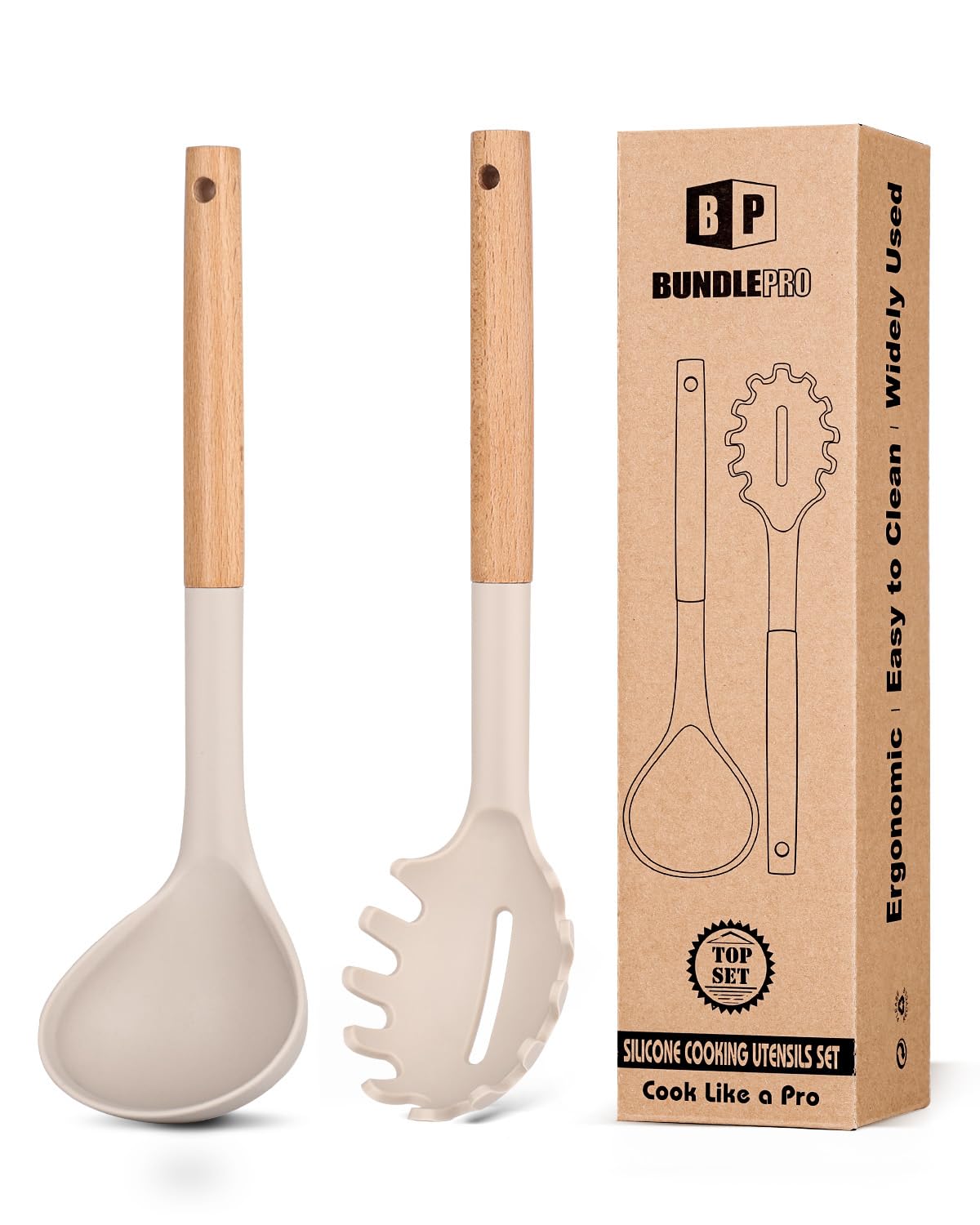 Set di 4 utensili in silicone, spatole antiaderenti solide, cucchiai