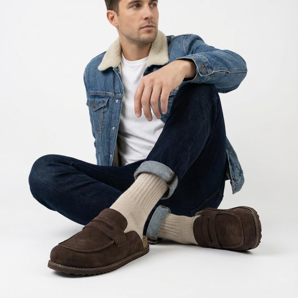 CUSHIONAIRE Wally Loafer-Style Suede Clogs for Men, Slip-On Backless Indoor Outdoor Mens Shoes with Cushioned Footbed - Image 6