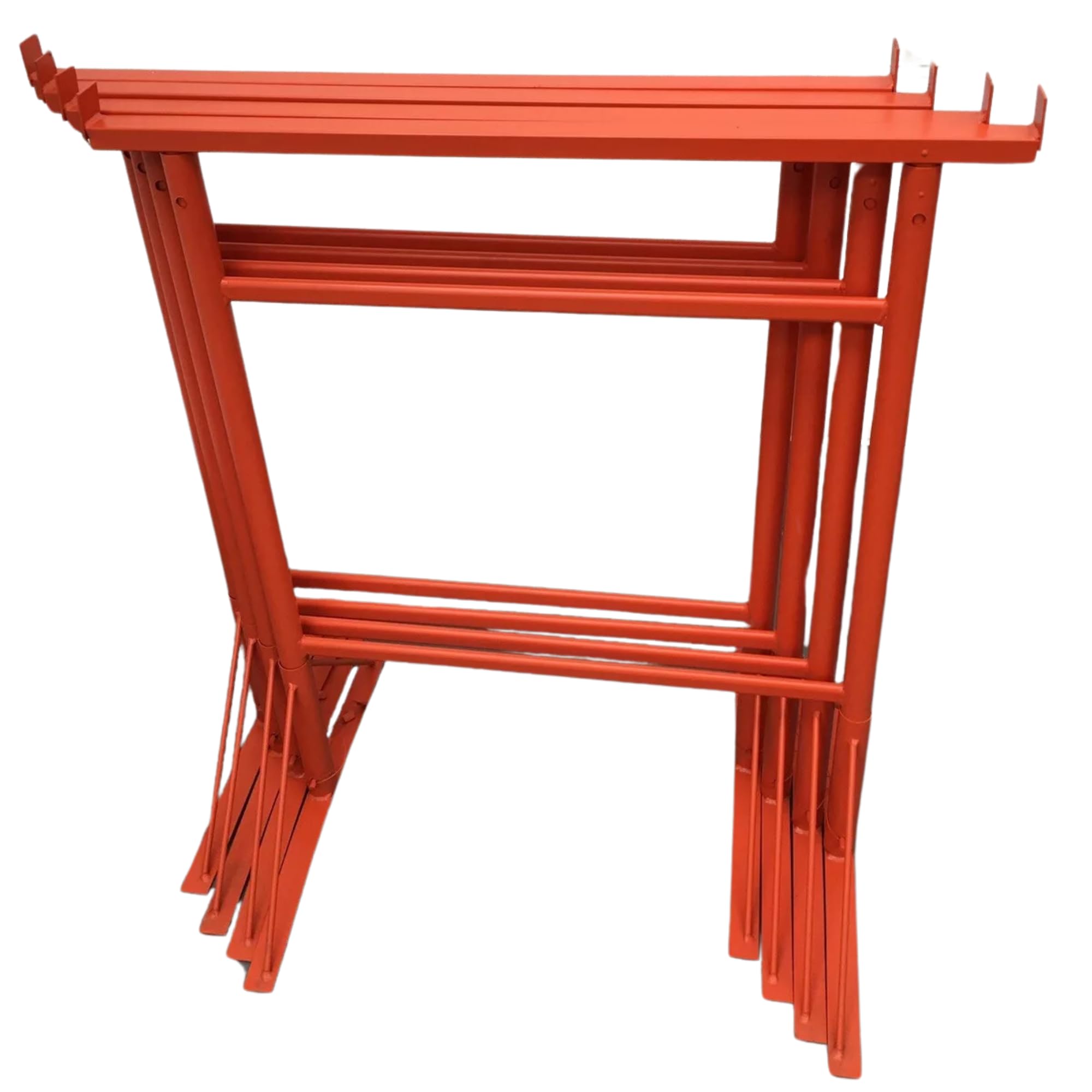 HILL TOP FABRICATIONS LTD - 4 x BUILDERS TRESTLES SIZE NO.2, ADJUST FROM 750mm - 1200m (Trestle Band Stands) SWL 400kg Made In The UK - Powder Coated Orange For Hard-Wearing Finish. Ideal For Builders