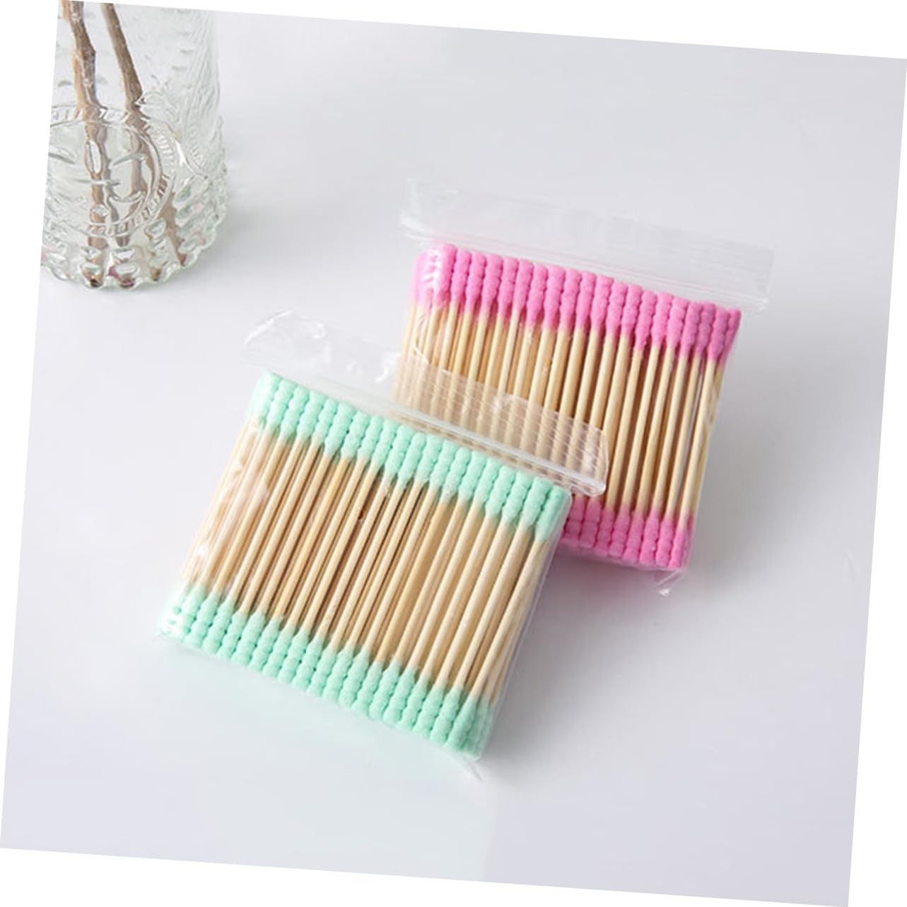Mikinona 1000pcs Double Head Disposable Cotton Swabs Spiral Ear Cleaning Makeup Removal Tools Multipurpose Hygiene Sticks Random Color for Home Nail Art Crafting Random Color