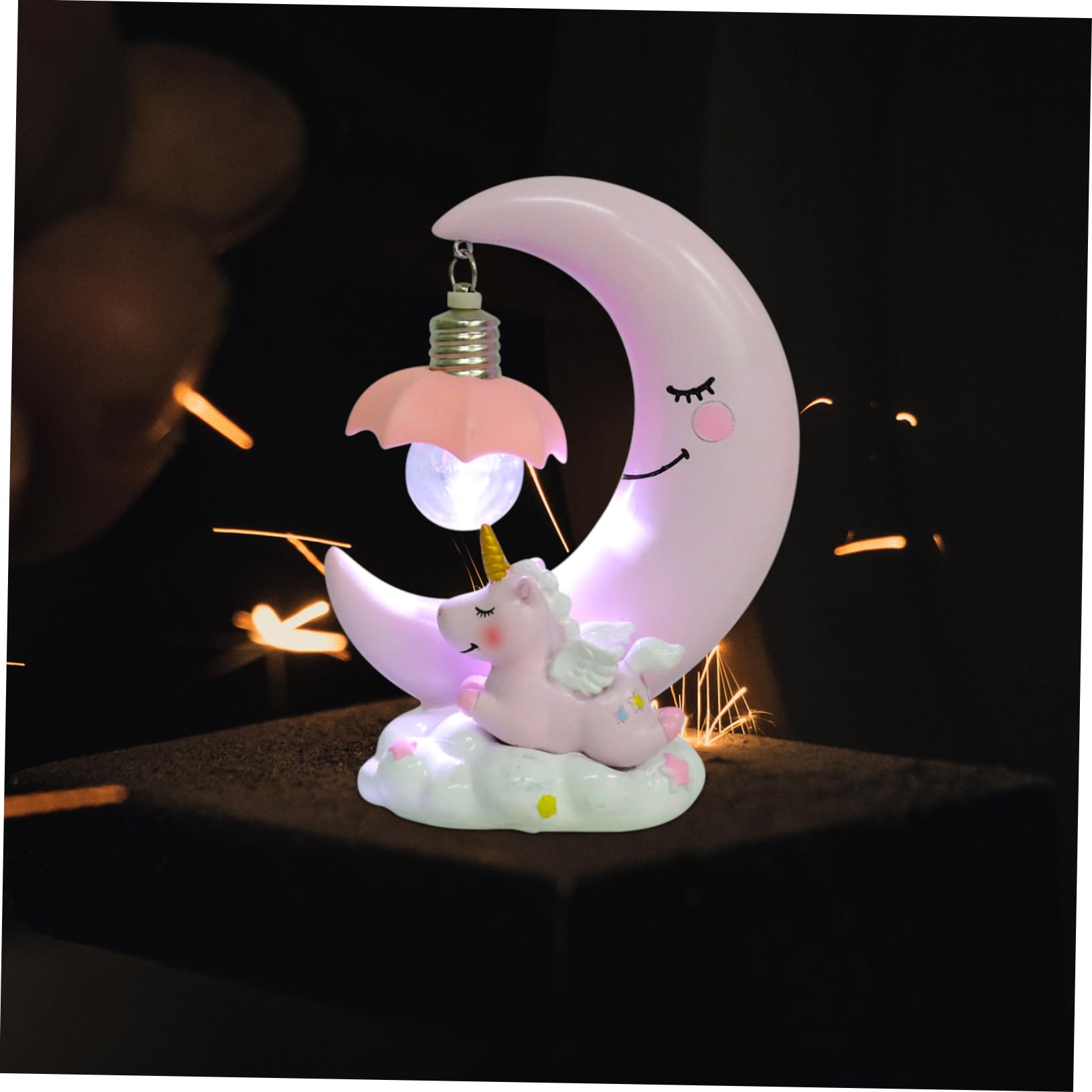 WOONEKY Lámpara De Noche De Resina Con Diseño De y Decoración Encantadora Para Mesita De Noche Liviana y Duradera Para Habitación Infantil y Regalo De Cumpleaños