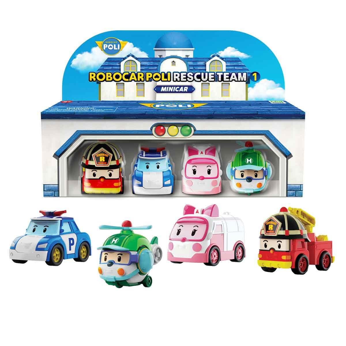POLI MRT-760 Robocar Poli Mini Kasabanın Kurtarma Araçları 4lü Set