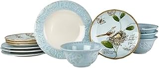 Fitz and Floyd Toulouse Blue 12 Piece Dinnerware Set, Service for 4