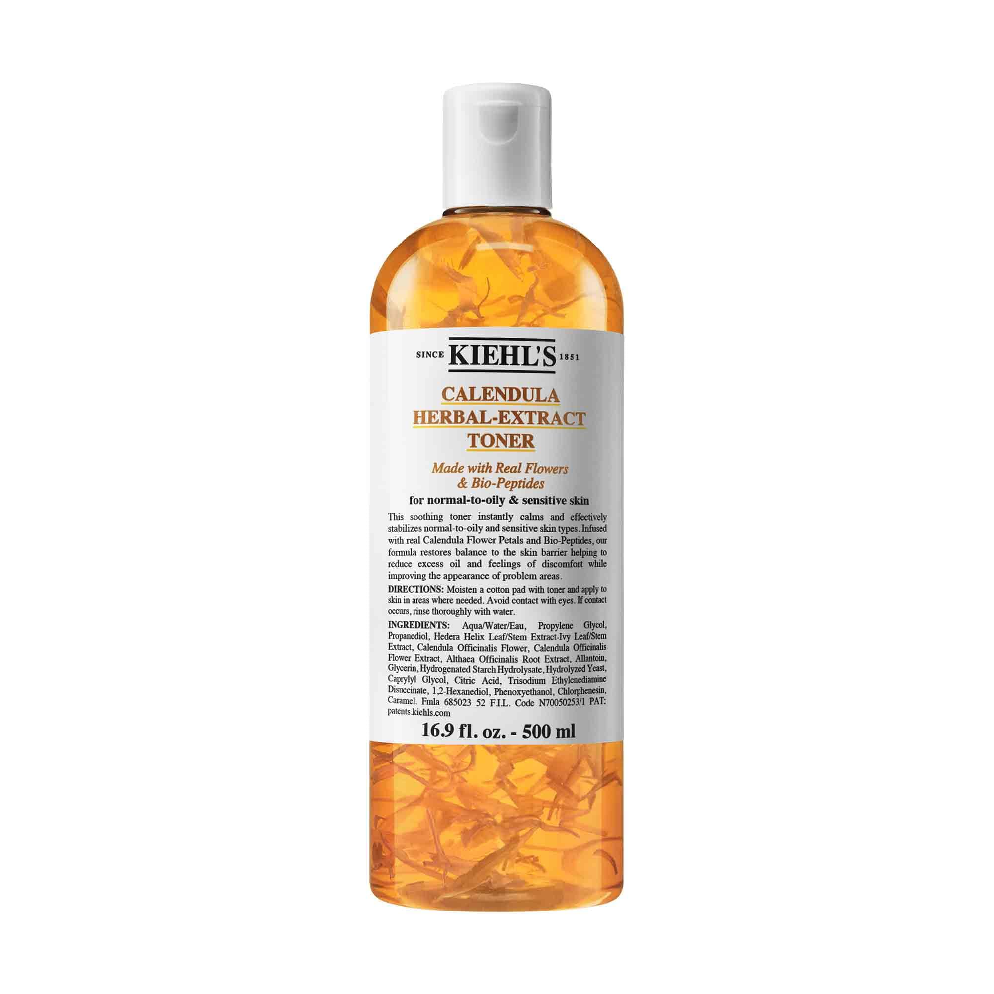 KIEHL'S Calendula Herbal Extract Toner, alkoholfreies Gesichtswasser auf Basis von Ringelblumen, für normale bis fettige Haut, hautberuhigend