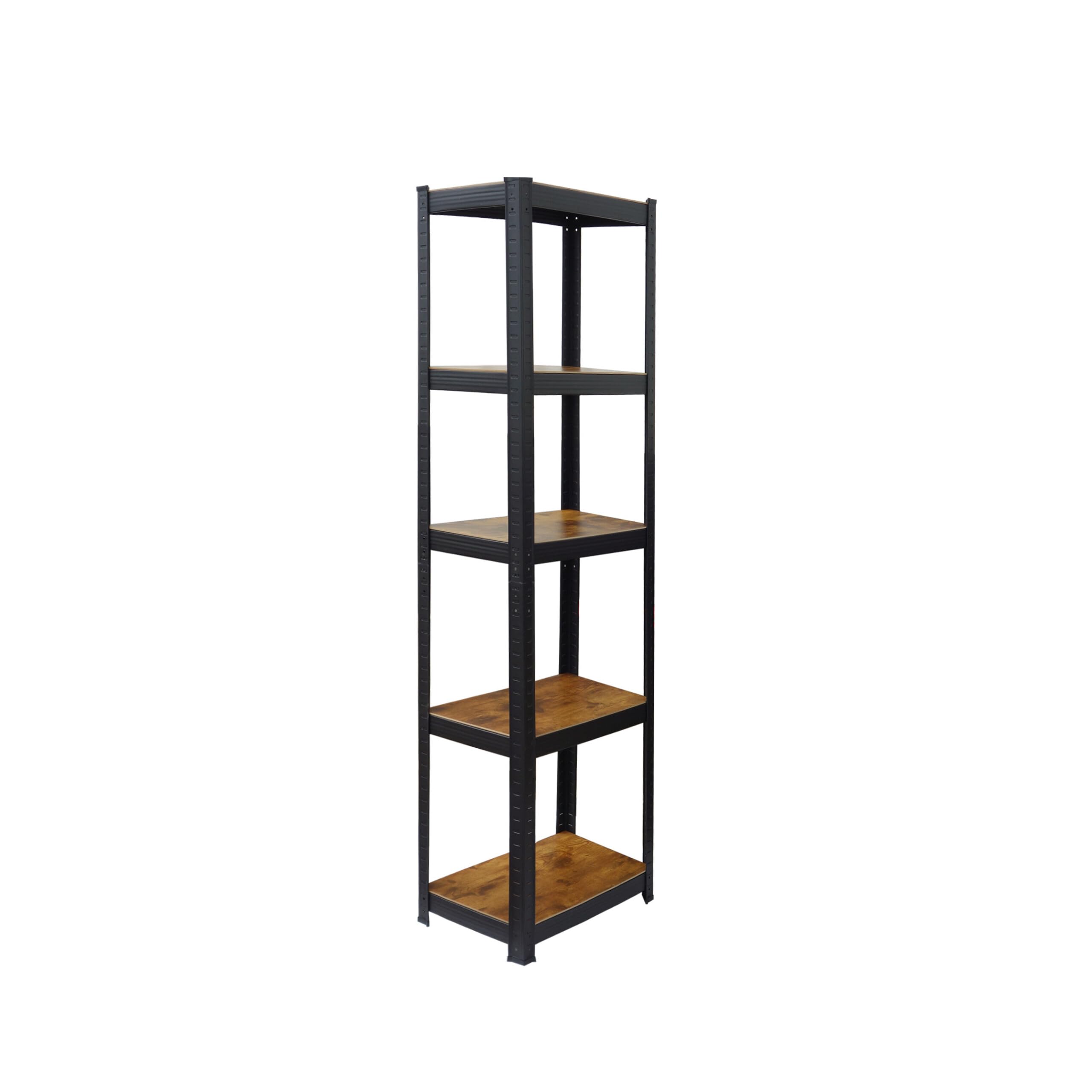 Relaxdays shelving unit, HWD: 180x40x40 cm, 5 open shelves, 300 kg, industrial, for office, basement, brown/black