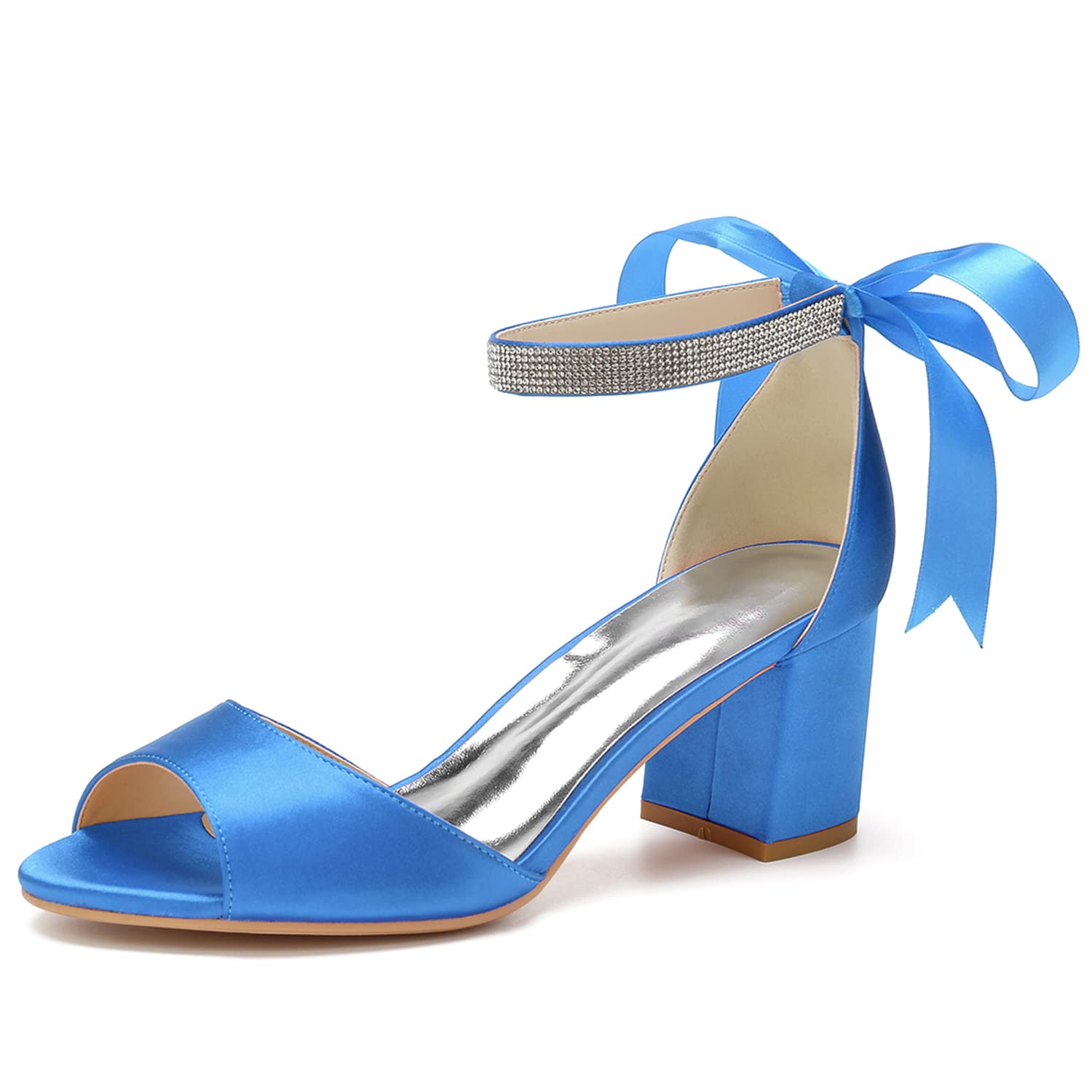 Sandali Donna Tacco Blocco 5cm Con Cinturino Alla Caviglia | Punta Aperta Stile Schiava | Scarpe Festa E Cerimonia | Numeri Dal 31 Al 52