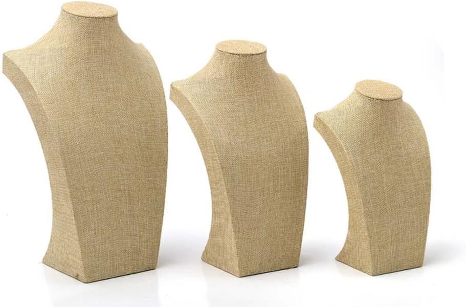 Présentoir à Colliers Buste Simili Cuir Marron – Hauteur 28 Cm – Occasion Avec Petits Accrocs