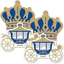 Big Dot of Happiness Royal Prince Charming - Crown & Carriage Decorations DIY Baby Shower or Birthday Party Essentials - Set of 20