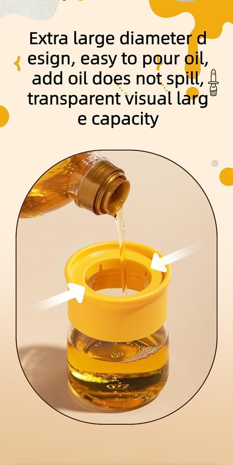 Parssufy Glass Olive Oil Dispenser Bottle with Silicone Brush 2 in 1,200ml Cute Duck Silicone Measuring Oil Dispenser Bottle for Kitchen Cooking,Frying,Baking,BBQ Pancake,Air Fryer 2