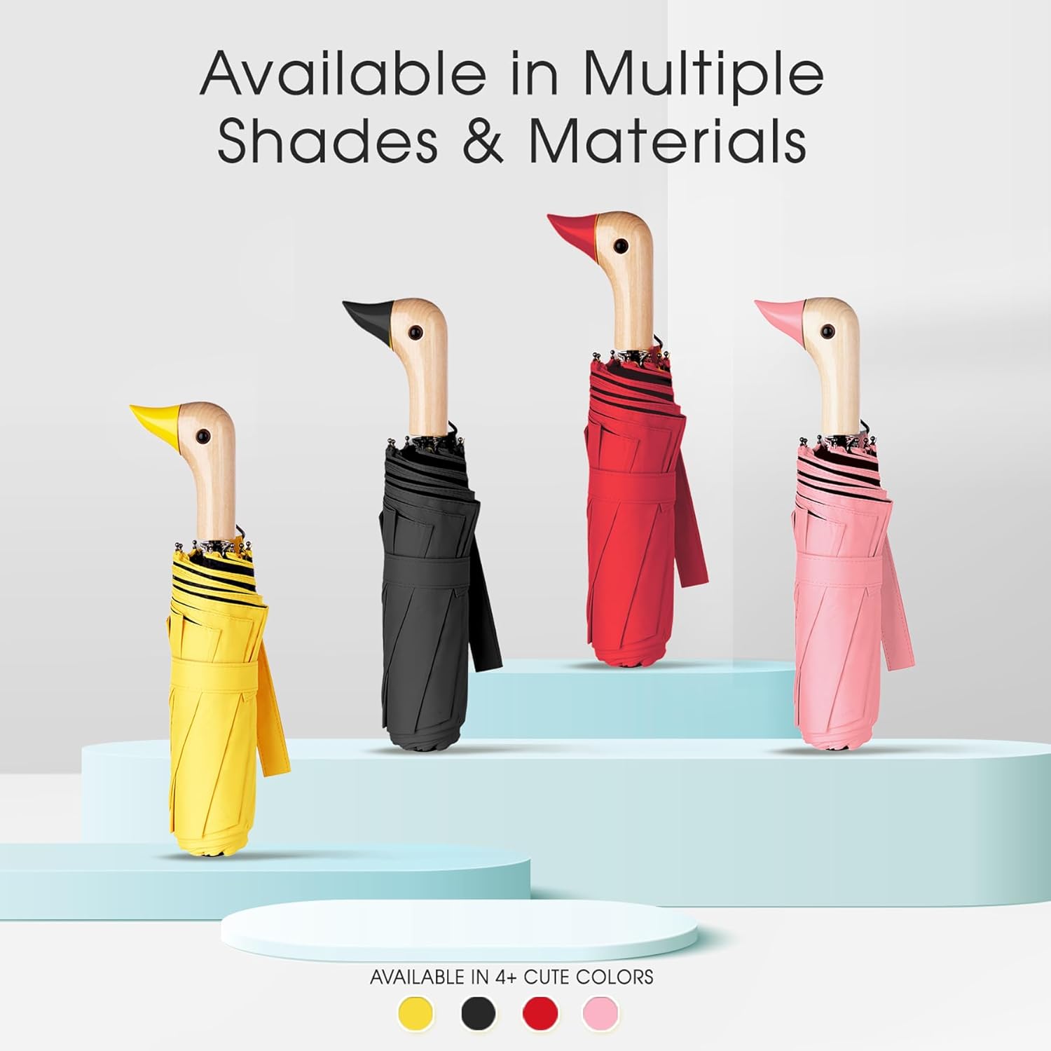 Duck Umbrella - Compact Travel Umbrella with a Cute Duck Head Handle for Women