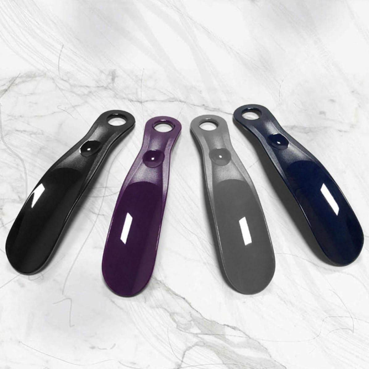 4pcs Plastic Shoe Horn Tool with Handle Black