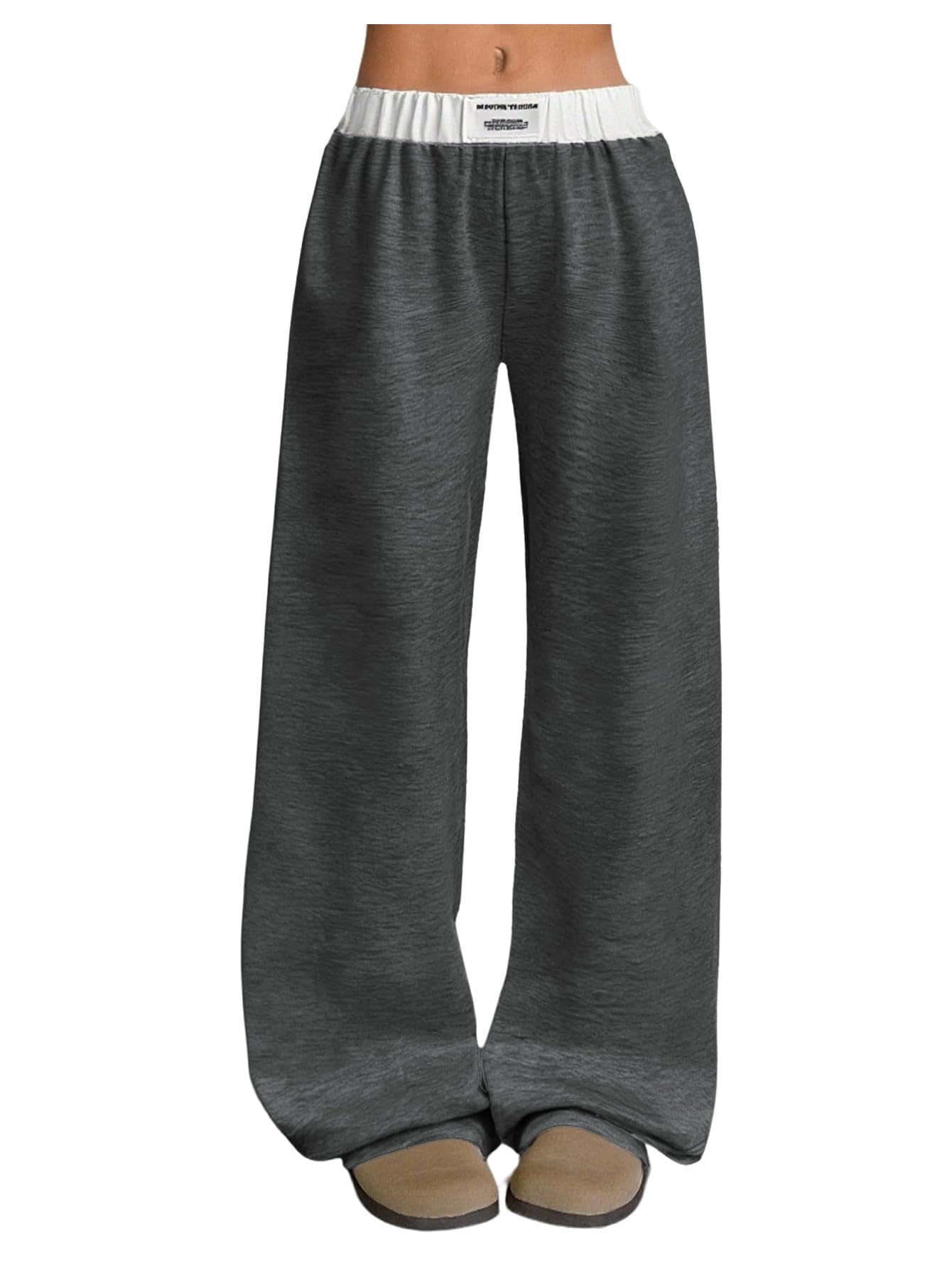RoseSeek Girl's Wide Leg Baggy Sweatpants Patched Track Pant Joggers Trendy