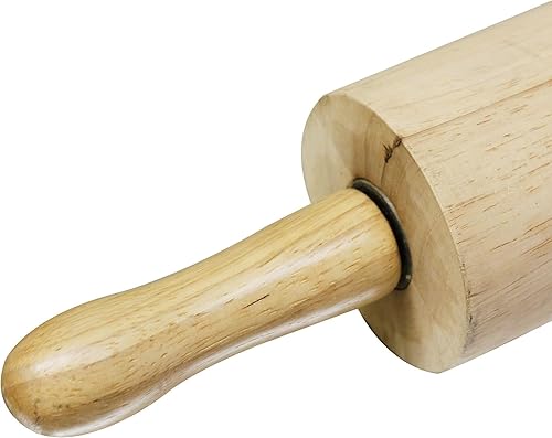 Miniatura 5 de Rodillo de madera de 18 pulgadas de diámetro de 3-14 pulgadas - Rodillo de madera para masa, rodillo de madera clásico para todas las necesidades de