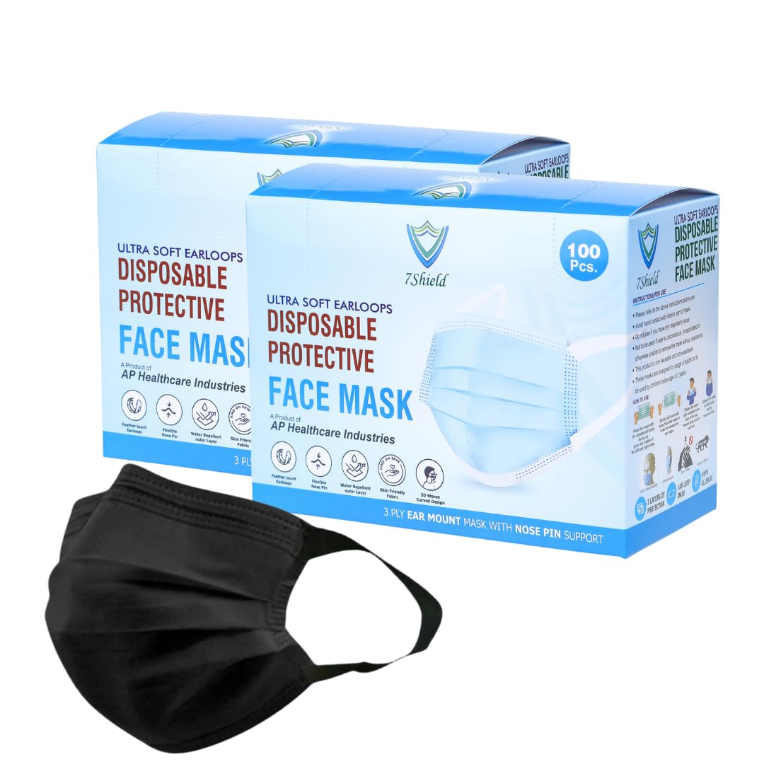 See full amazon price history chart for 7Shield Disposable Surgical 3Ply Black Face Mask - Ultra Soft Fabric Ear Loop, Comfortable, Keep Safe from Dust Pollution; Inbuilt Nose Pin, CE & ISO Certified, Box Pack of 200 (Black) 7Shield Disposable Surgical 3Ply Black Face Mask - Ultra Soft Fabric Ear Loop, Comfortable, Keep Safe from Dust Pollution; Inbuilt Nose Pin, CE & ISO Certified, Box Pack of 200 (Black) (B09NQ326C3) Amazon Price History, Amazon Price Tracker