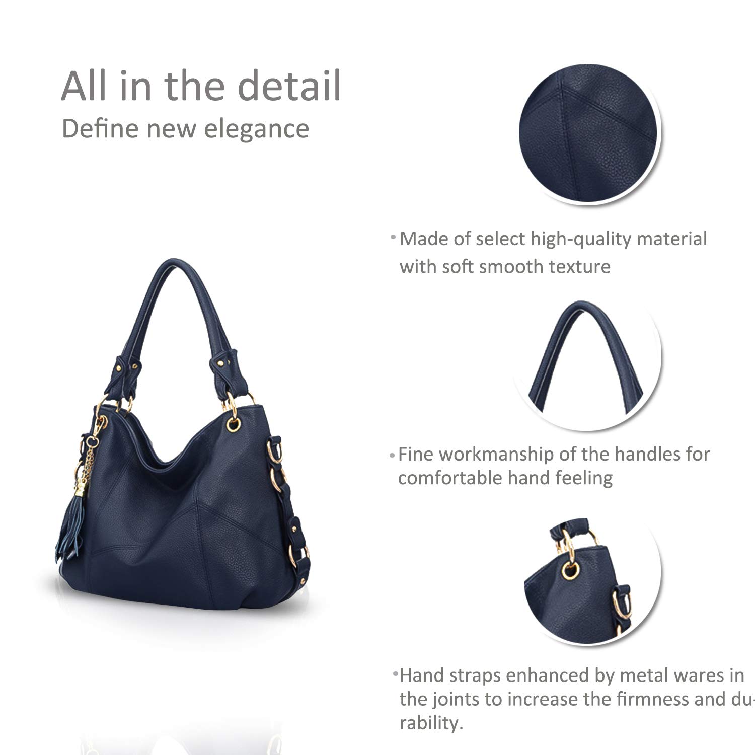 NICOLE & DORIS Bolso de Mano para Mujer Bolso de Mensajero Hobo Bolsos de Hombro de Cuero Suave Bolsos Cruzados Bolsos de asa Superior con Borla