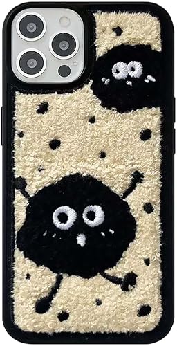 Cartoon Phone Case for iPhone 14 Pro Cute Design,Embroidery Briquettes Case for iPhone 14 Pro Funny Fluffy Back,Kawaii Girly Wired Case for iPhone disponible en Yaxa Peru