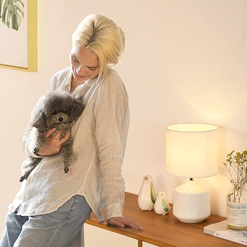 Miniatura 2 de Lampwell Lena - Lámpara de mesa pequeña blanca para sala de estar como lámpara de mesita de noche para dormitorio, moderna lámpara de mesa de