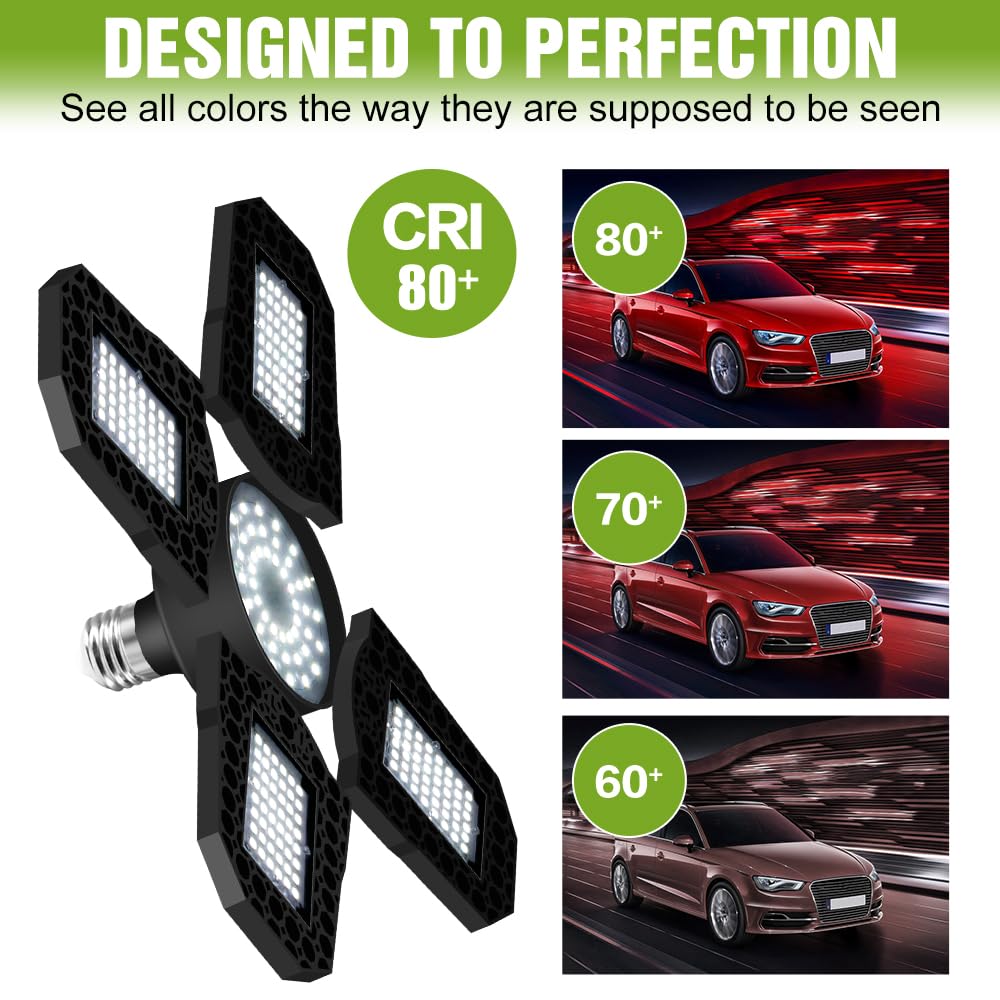 100W LED Deformable Garage Lights 100-277V Adjustable Panels Foldable Warehouse Lamps 110V Commercial High Bay Ceiling lamp E26 — view 7