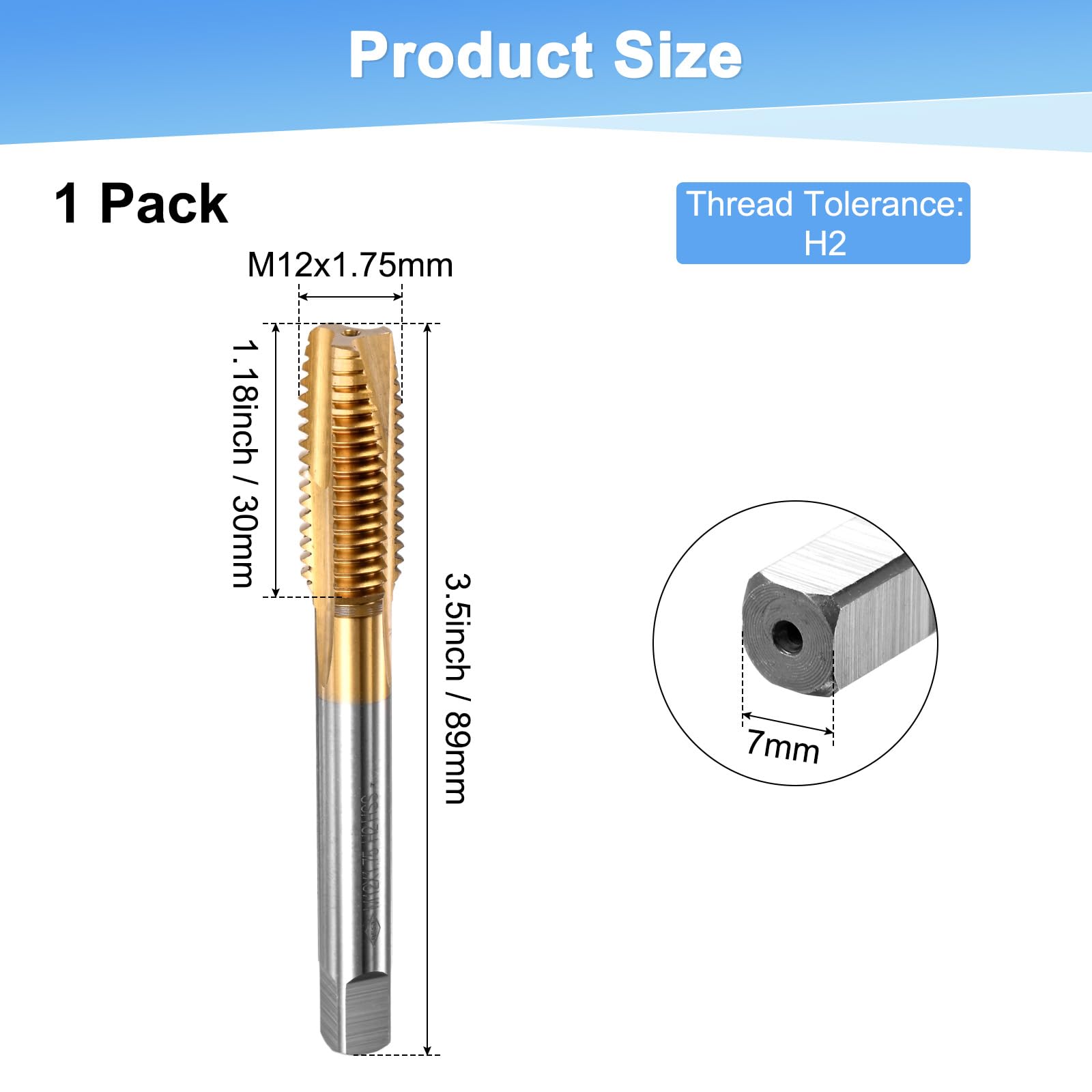 M METERXITY 1-Pack M12x1.75mm Metric Thread Tap - Image 3