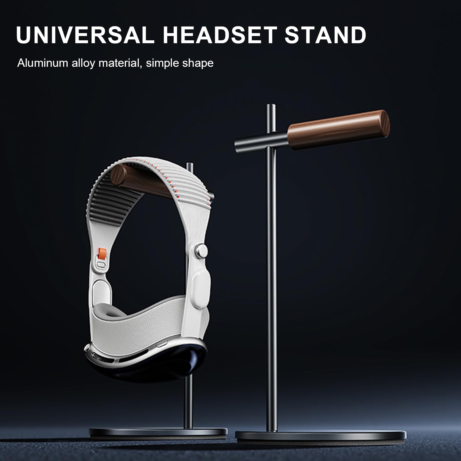 Supporto per Cuffie in Legno, Porta Cuffie Universale per Airpods max, Bose, Beats, Gaming, VR (Grigio)