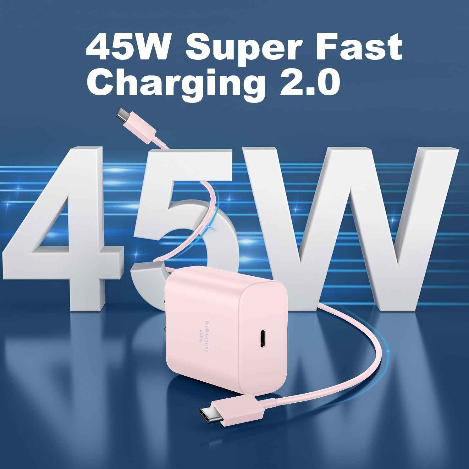 Cargador súper rápido Samsung USB-C de 45 W tipo C, bloque de carga de teléfono Android para Samsung Galaxy S25 Ultra/S25/S24 Ultra/S24/S24+/S23 Ultra/S22 Ultra/S22/S21/S20/Note 10/20, cargador PPS