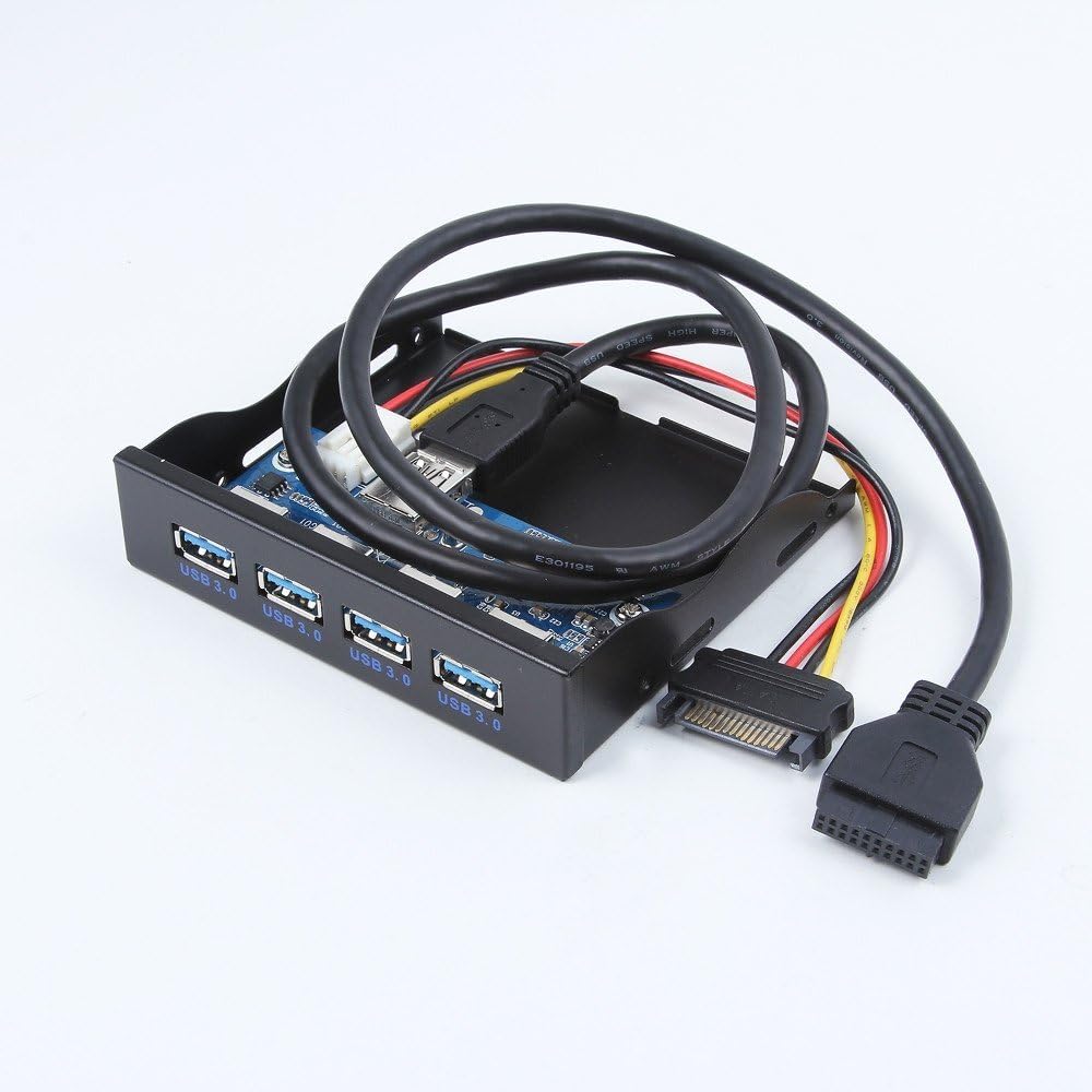 Gеt Sресіаl Prісе C-Zone high Speed USB 3.0 4-Port 3.5 Inch Metal Front Panel USB Hub for Desktop Computer [ 20 Pin Connector & 2ft Adapter Cable]