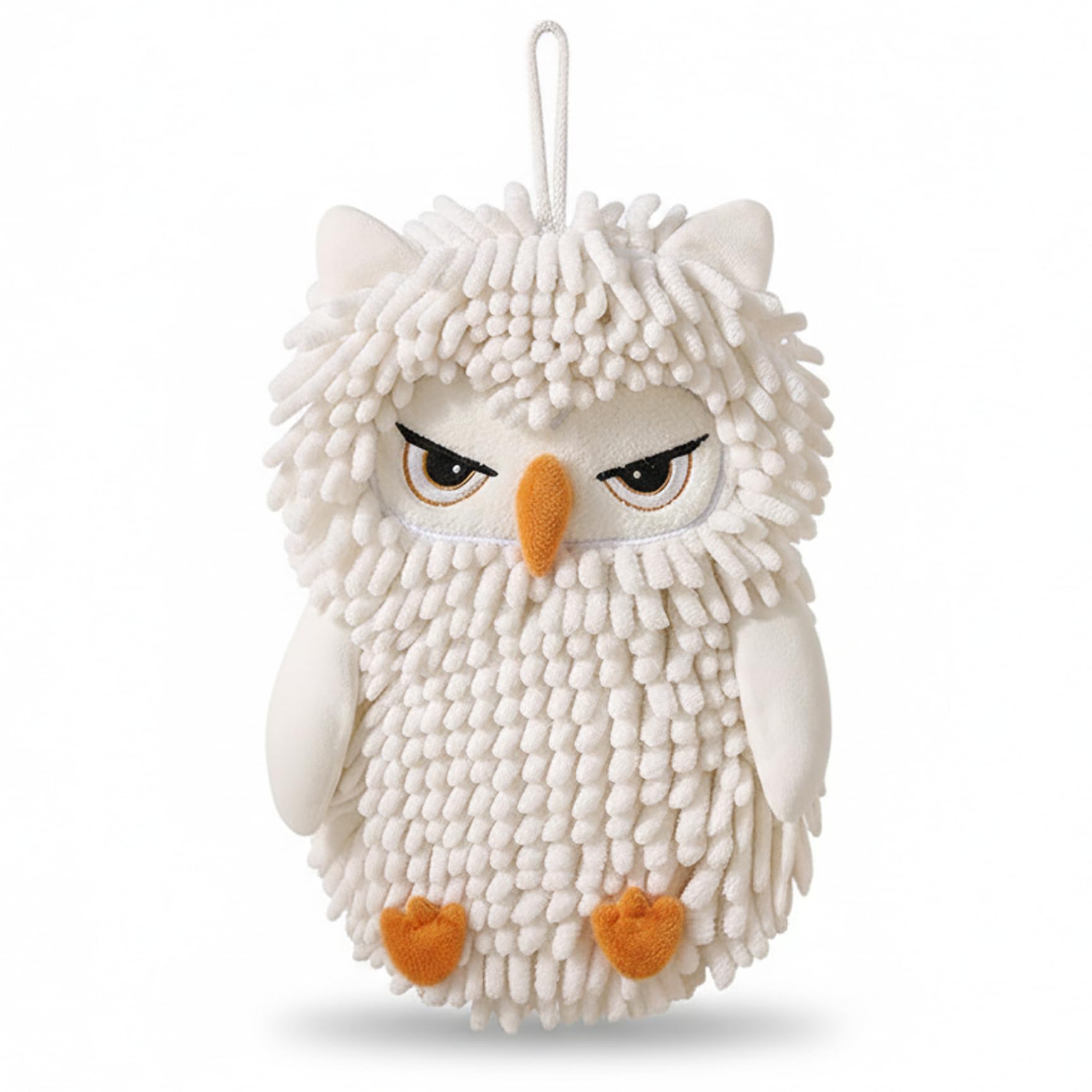Lawnrden Hand Towel, Chenille Hand Towel, Cartoon Owl with Fuzzy Balls, Absorbent Fast-Drying Soft Hanging Cloth for Bathroom and Kitchen