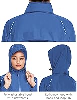 Vista 5 de Baleaf - Chaquetas impermeables para mujer, cortavientos reflectantes, plegables, ligeras, para correr, ciclismo, con capucha