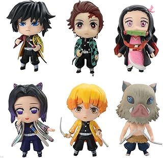 SPIRTUDE Demon Slayer Action Figure Anime Figures Tanjiro Nezuko Inosuke Figurine Rengoku Zenitsu Shinobu Toys Home Decolate Gifts for Christmas Birthday (6-8cm) (FG-UK001)