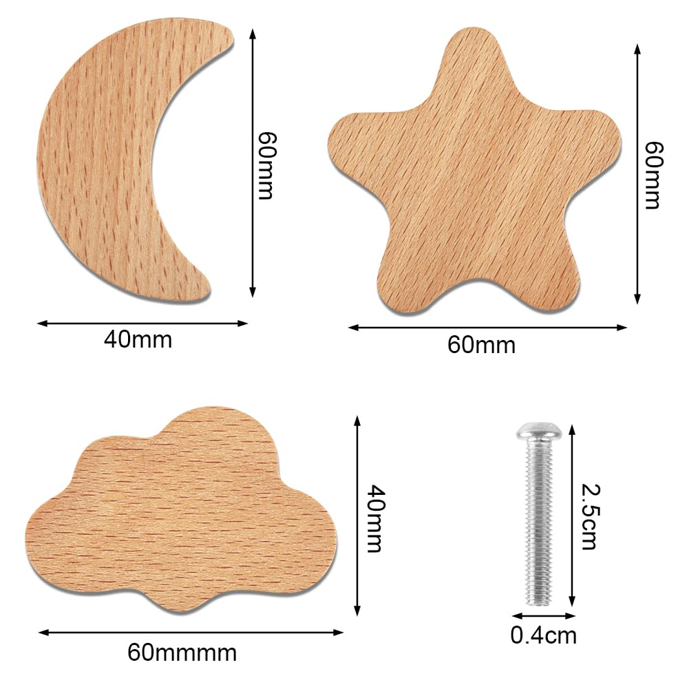 Aolso Pomelli per Mobili Bambini 6 Pezzi Maniglie con Viti per Armadio Cassettiera Comodino