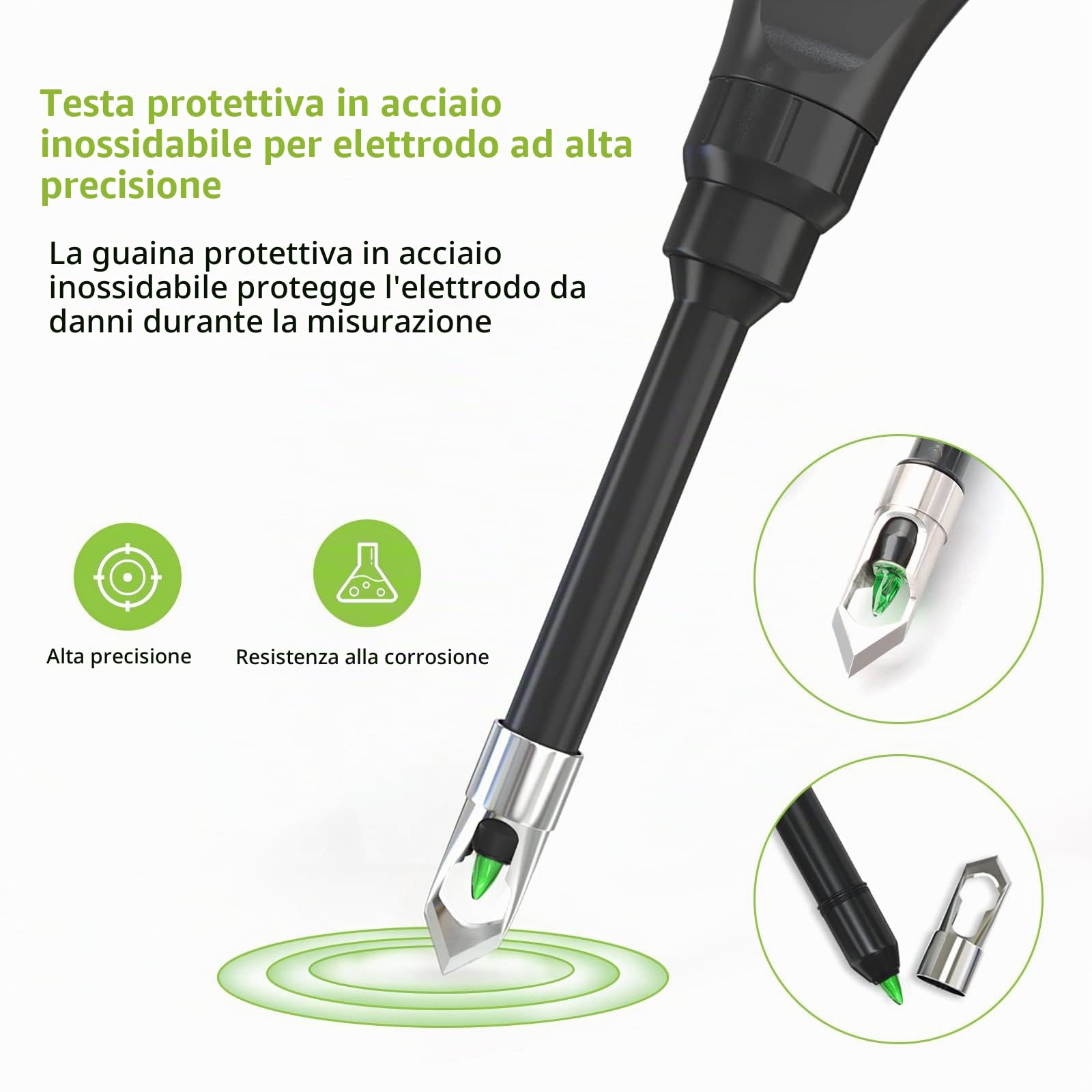 Misuratore PH Terreno, pHmetro del Suolo Digitale con Elettrodo di PH in Acciaio Inox, Bluetooth PH Tester del Suolo per la Cura delle Piante, Ottimo per Giardino, Prato, Fattoria