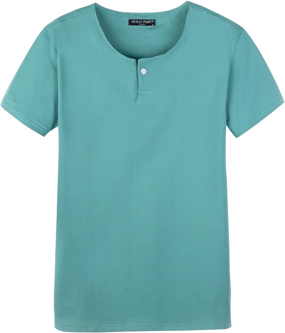 JKFUN Men's Summer Cotton Crew-Neck Elastic T-Shirt Multiple Color